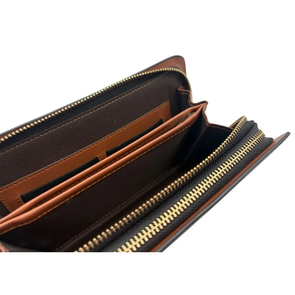 LDLS Double Zip Travel Wallet Mens OS Black Excellent Wristlet Clutch Organizer
